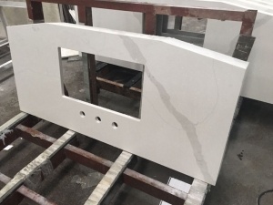 Calacatta White Quartz Stone Artificial Stone Kitchen Countertops