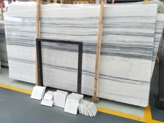 China Snow Grey Wood Marble Slab