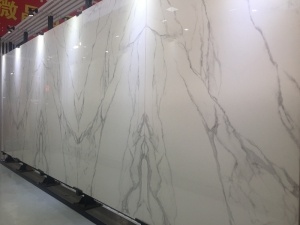 Carrara White Nano Crystallized Glass Stone Slabs