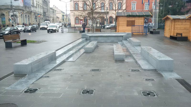 Irregular Shape G633 Granite Water Fountain Project in Romania